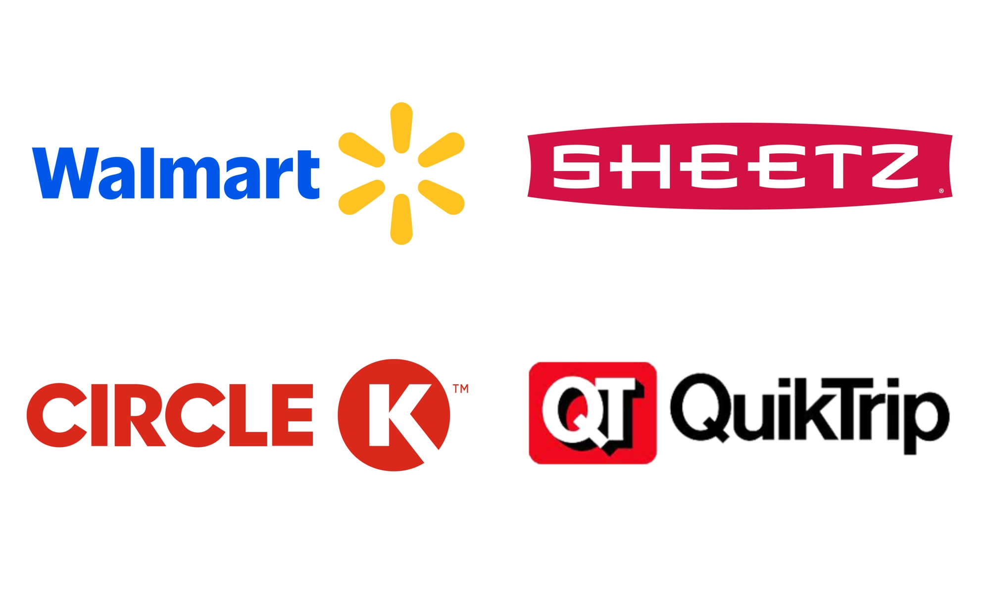 Walmart, Sheetz, Circle K and QuikTrip logos